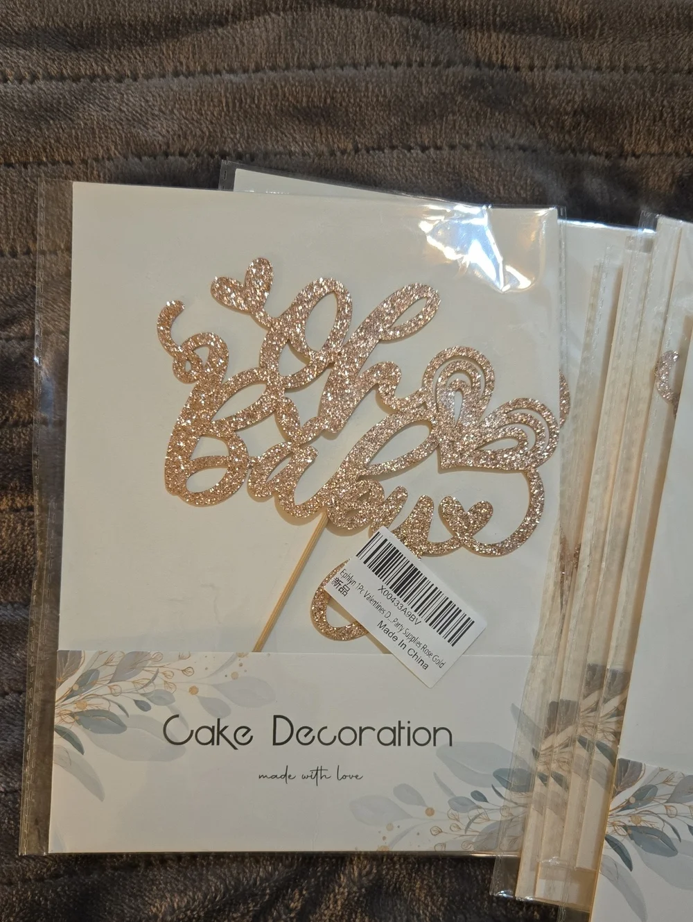 Oh Baby Glitter Cake Topper - Rose Gold